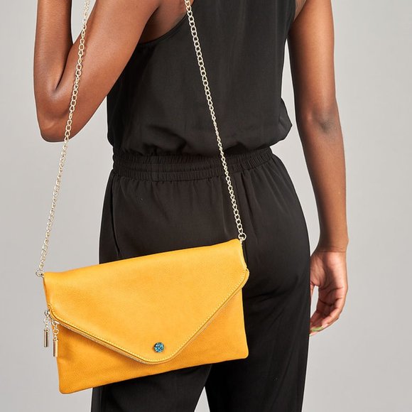 Bags Folding Mustard Clutch With Gold Closures Poshmark